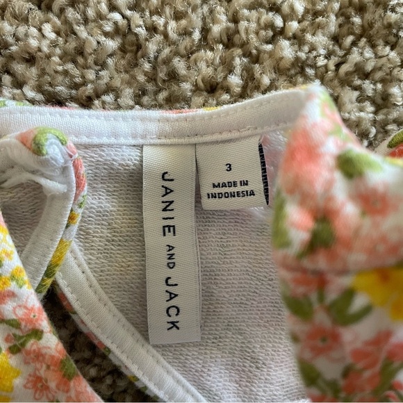 Janie and Jack Floral Top Girls Toddler 3 Ruffle Sleeve - Picture 2 of 9